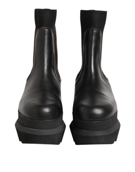 Sacai Damen Chelsea Boots aus schwarzem Leder zum Hineinschlüpfen
