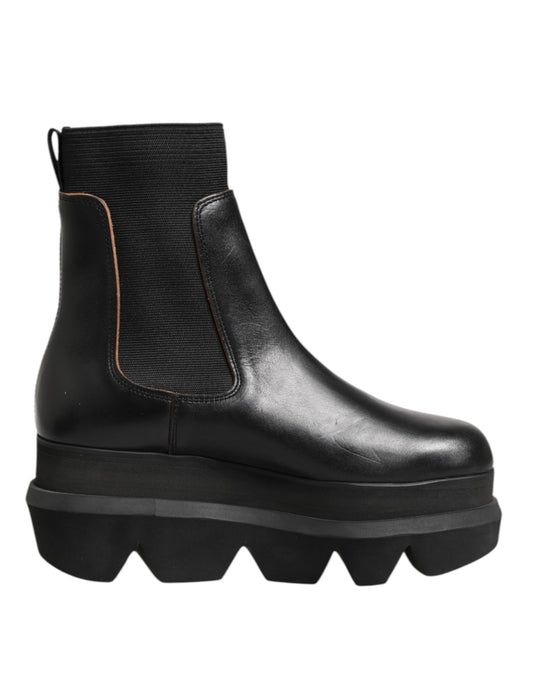 Sacai Damen Chelsea Boots aus schwarzem Leder zum Hineinschlüpfen