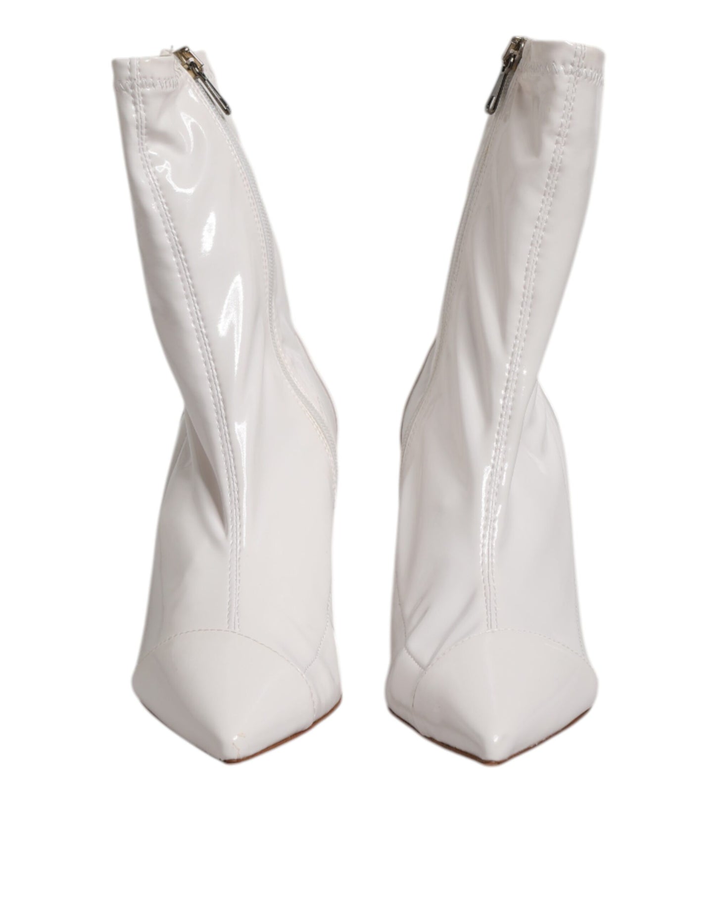 Elisabetta Franchi – Weiße Stiefel mit Stilettoabsatz und mittelhohem Absatz