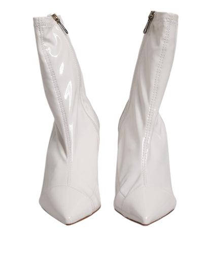 Elisabetta Franchi – Weiße Stiefel mit Stilettoabsatz und mittelhohem Absatz