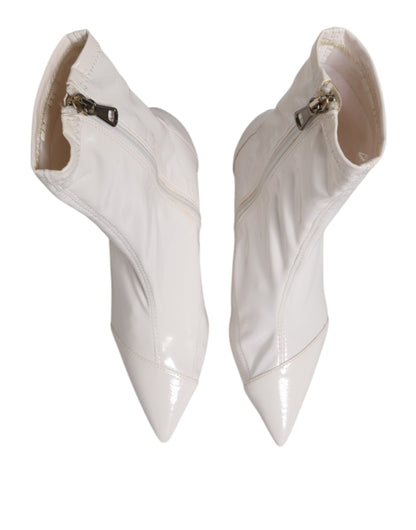 Elisabetta Franchi – Weiße Stiefel mit Stilettoabsatz und mittelhohem Absatz