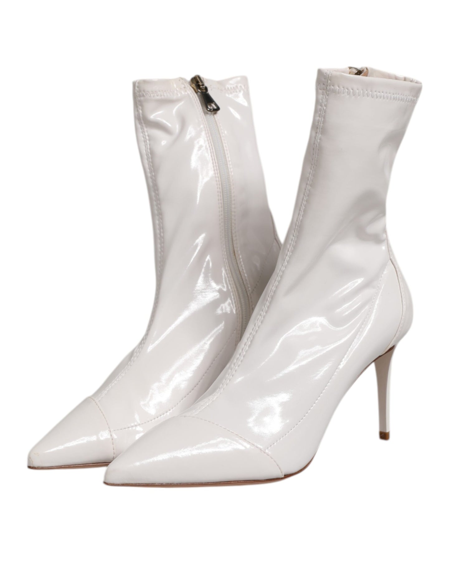 Elisabetta Franchi – Weiße Stiefel mit Stilettoabsatz und mittelhohem Absatz