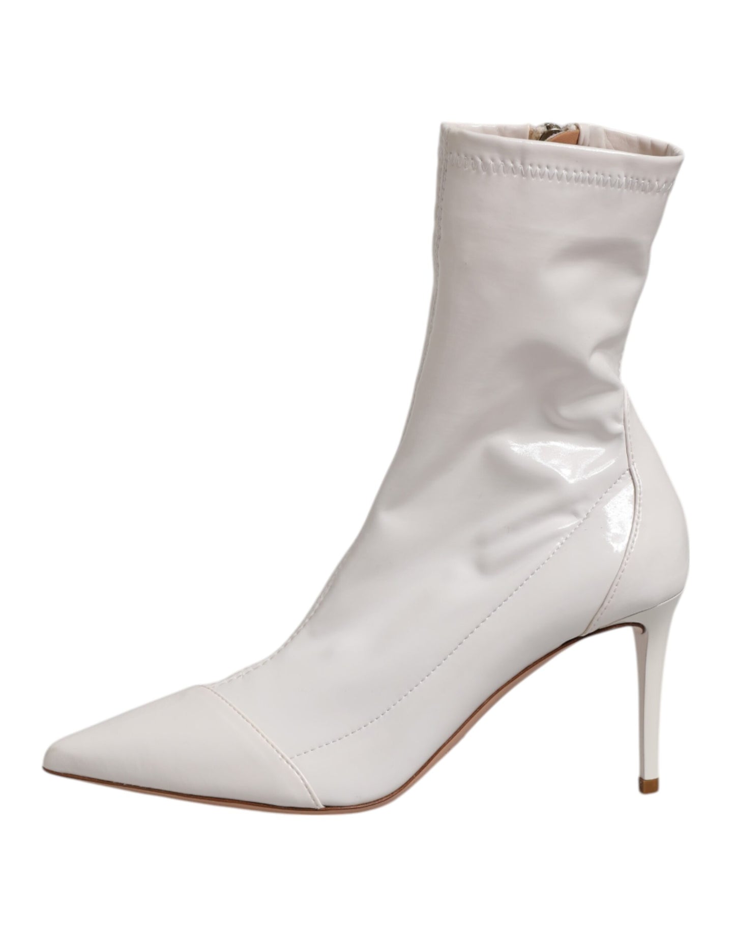 Elisabetta Franchi – Weiße Stiefel mit Stilettoabsatz und mittelhohem Absatz