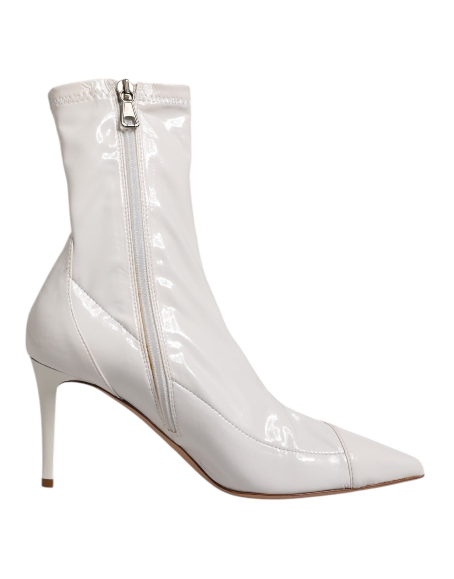 Elisabetta Franchi – Weiße Stiefel mit Stilettoabsatz und mittelhohem Absatz