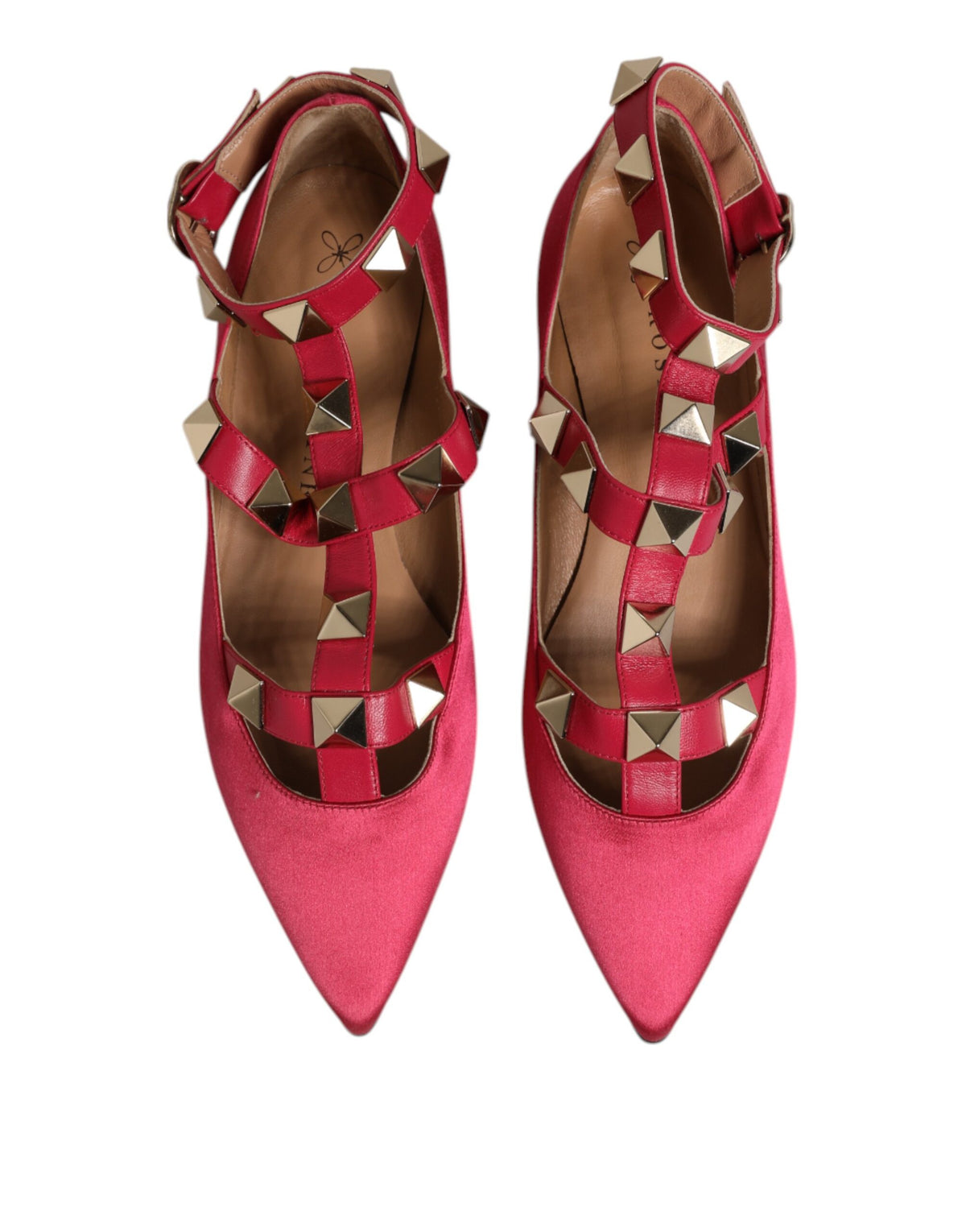 Prosperine – Ballerinas mit spitzer Zehenpartie und Nieten in Rot und Gold