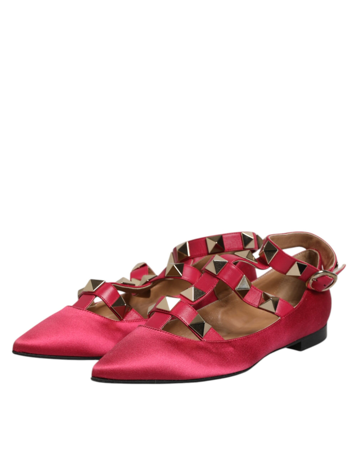 Prosperine – Ballerinas mit spitzer Zehenpartie und Nieten in Rot und Gold