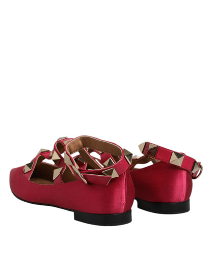 Prosperine – Ballerinas mit spitzer Zehenpartie und Nieten in Rot und Gold