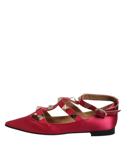 Prosperine – Ballerinas mit spitzer Zehenpartie und Nieten in Rot und Gold