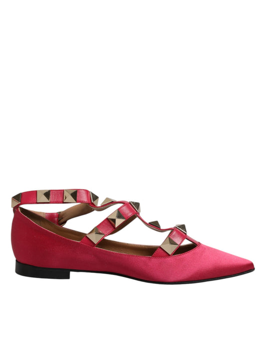 Prosperine – Ballerinas mit spitzer Zehenpartie und Nieten in Rot und Gold