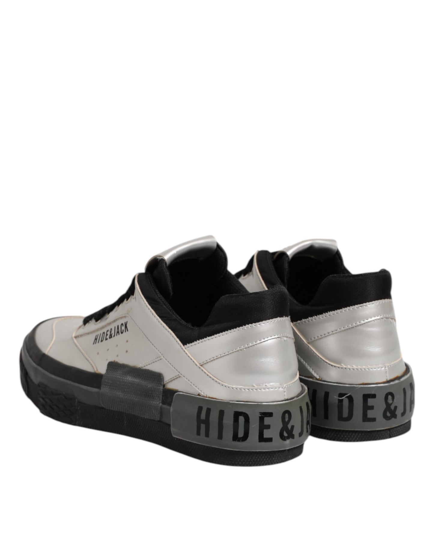 HIDE &amp; JACK – Niedrige Sneakers aus Leder mit Schnürung in Silber