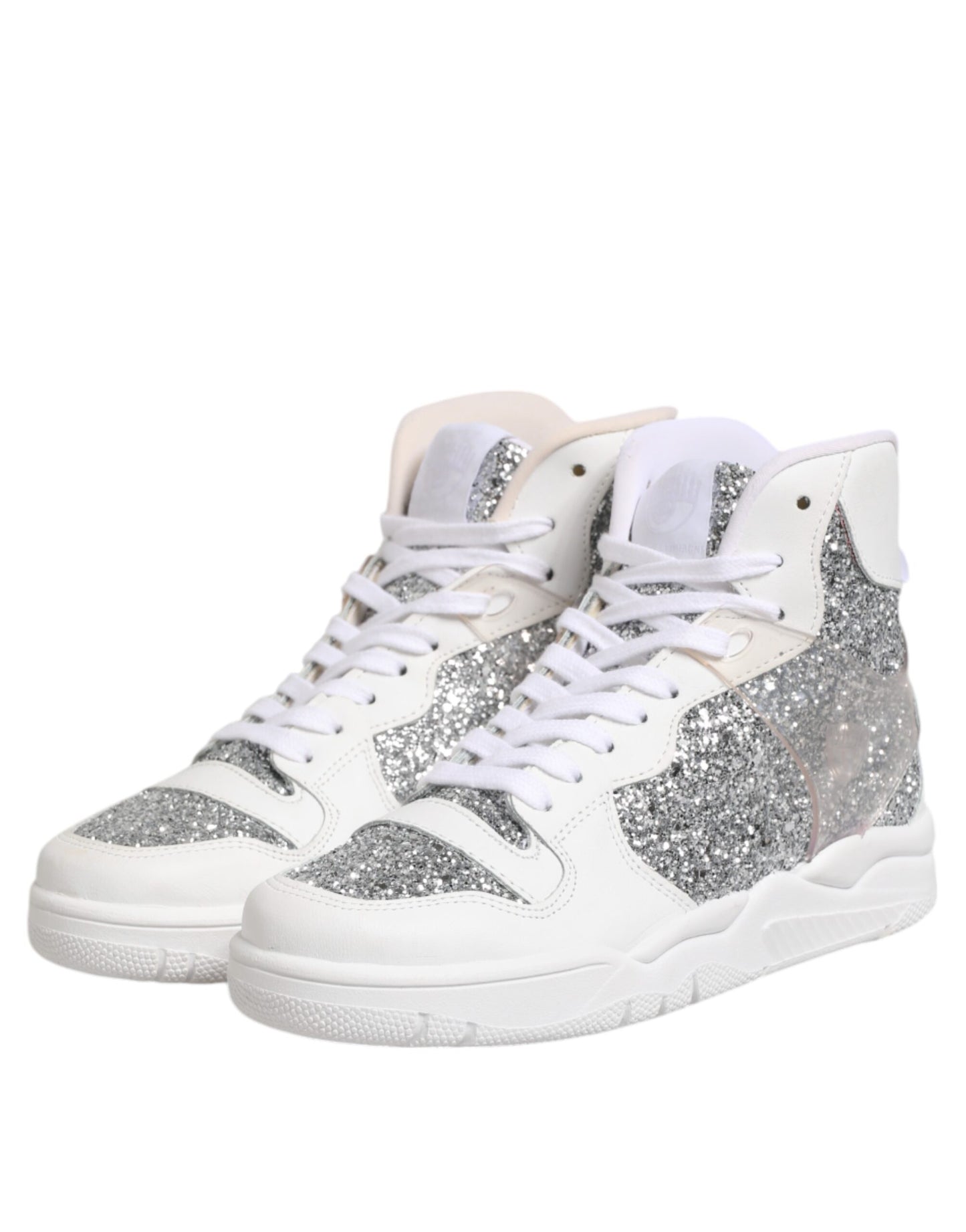 Chiara Ferragni Weiß Silber High Top Damen Sneakers Schuhe
