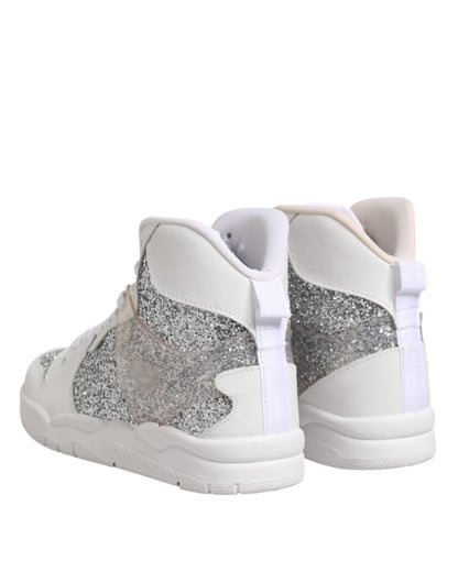 Chiara Ferragni Weiß Silber High Top Damen Sneakers Schuhe