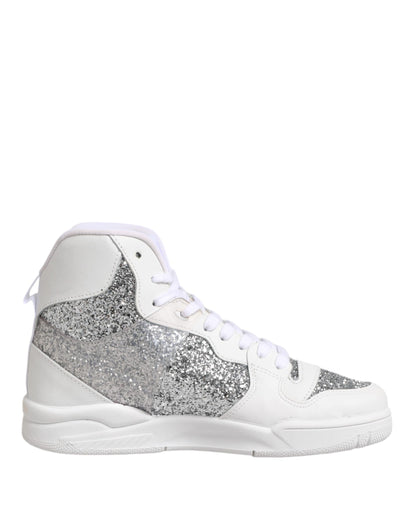 Chiara Ferragni Weiß Silber High Top Damen Sneakers Schuhe