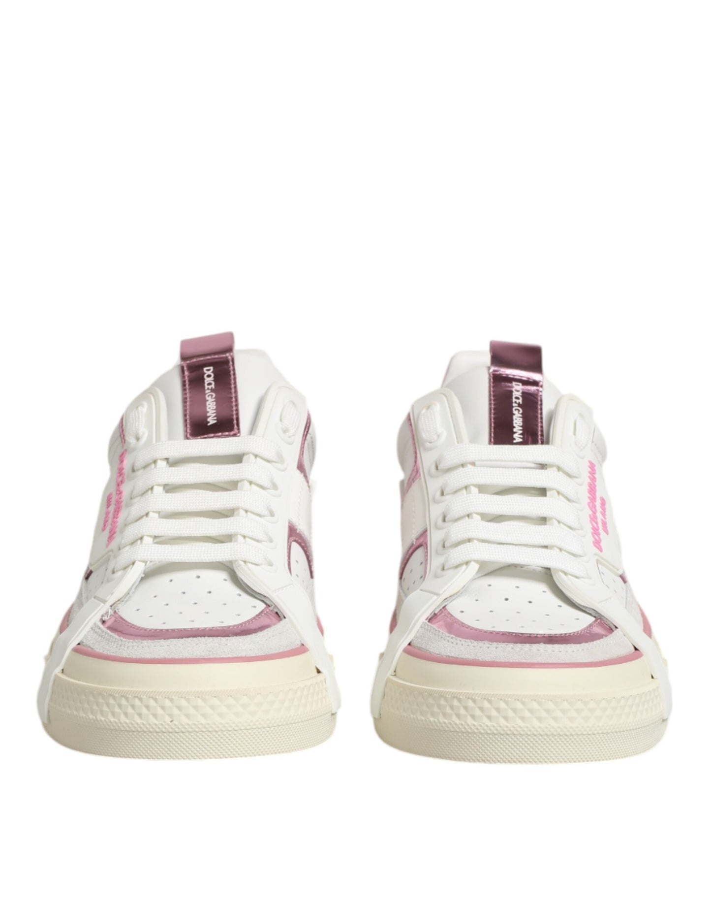 Dolce &amp; Gabbana Weiße Leder DG Logo Low Top Sneakers Schuhe