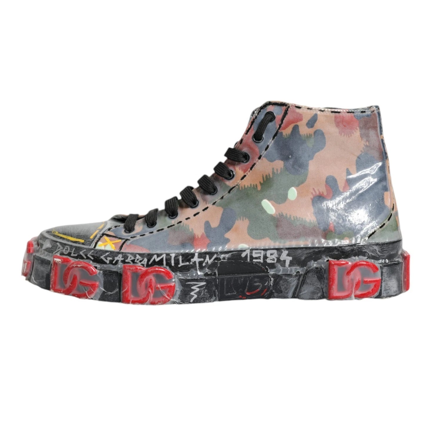 Dolce &amp; Gabbana Multicolor Camouflage High Top Sneakers Schuhe