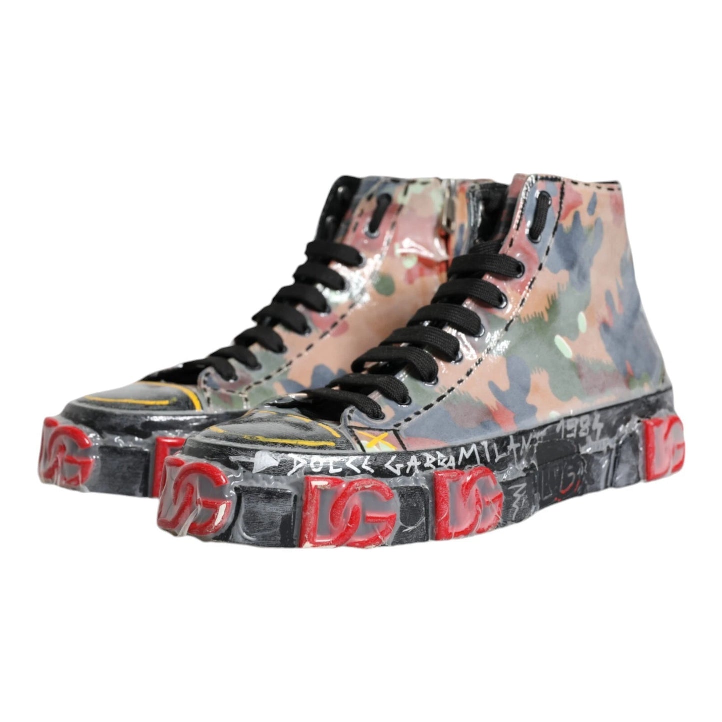 Dolce &amp; Gabbana Multicolor Camouflage High Top Sneakers Schuhe