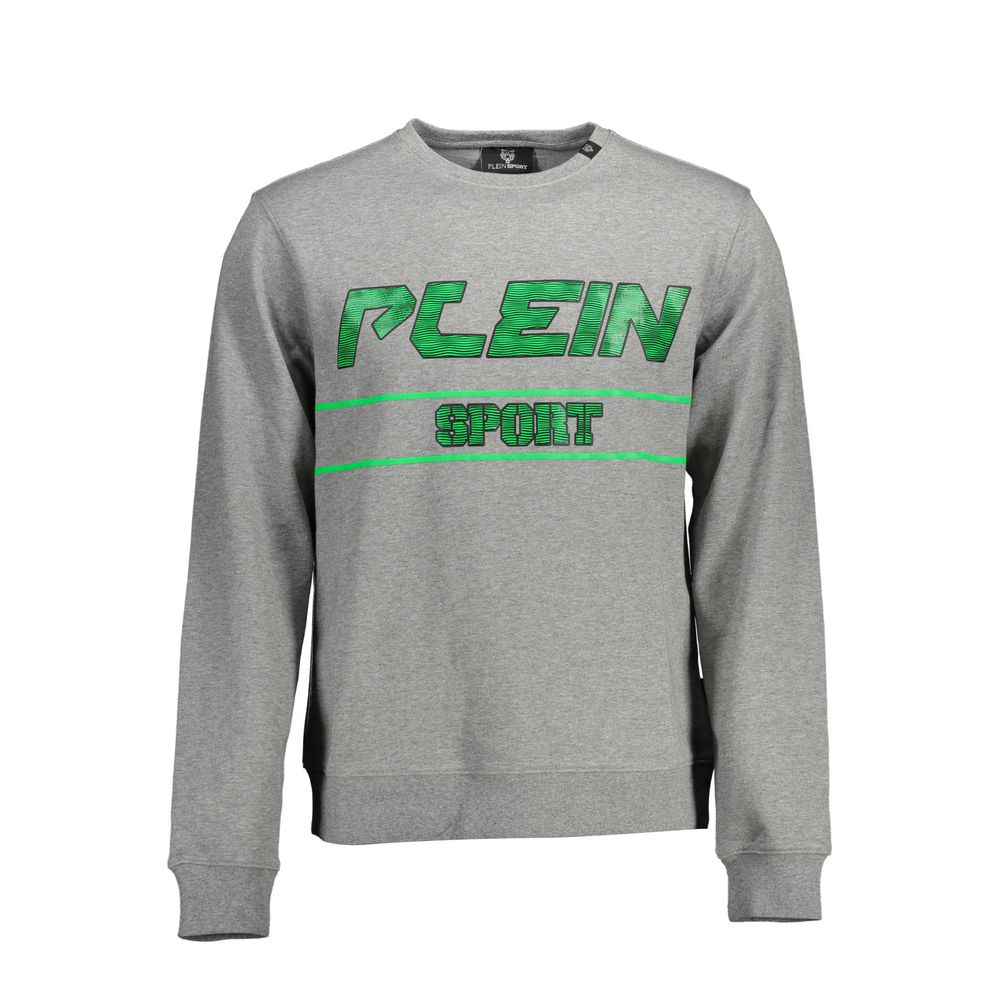 Plein Sport "Gray Cotton Men Sweater with Contrasting Details"