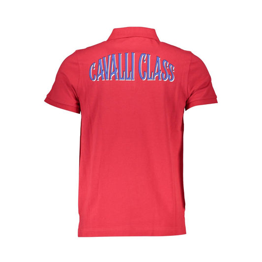 Cavalli Class Red Cotton Polo Shirt