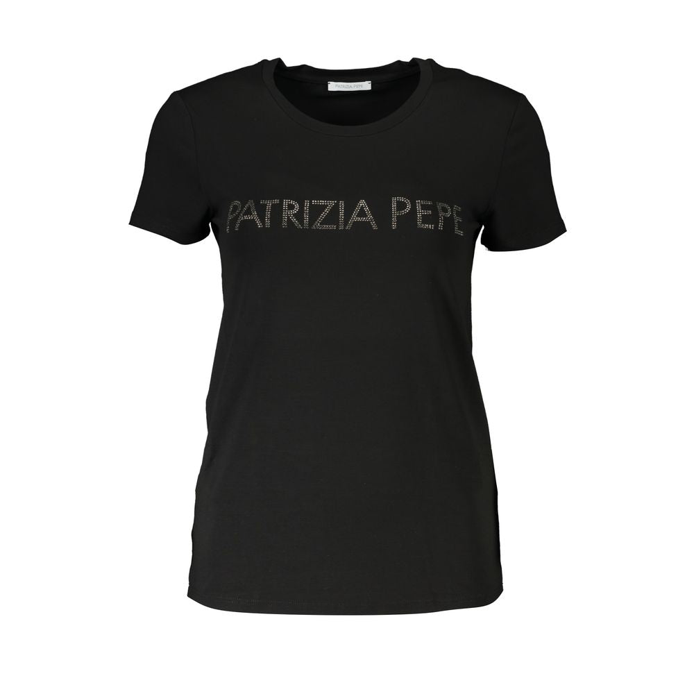 Patrizia Pepe Schwarzes Damen-T-Shirt aus Bio-Baumwolle