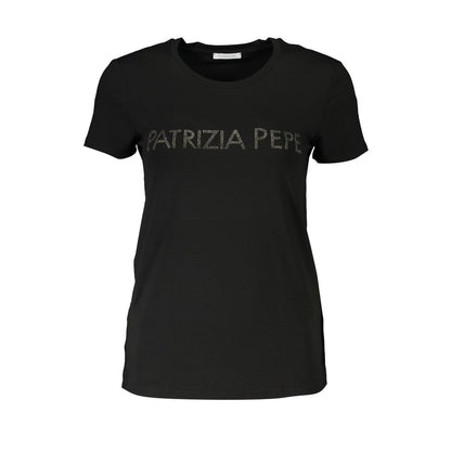 Patrizia Pepe Schwarzes Damen-T-Shirt aus Bio-Baumwolle