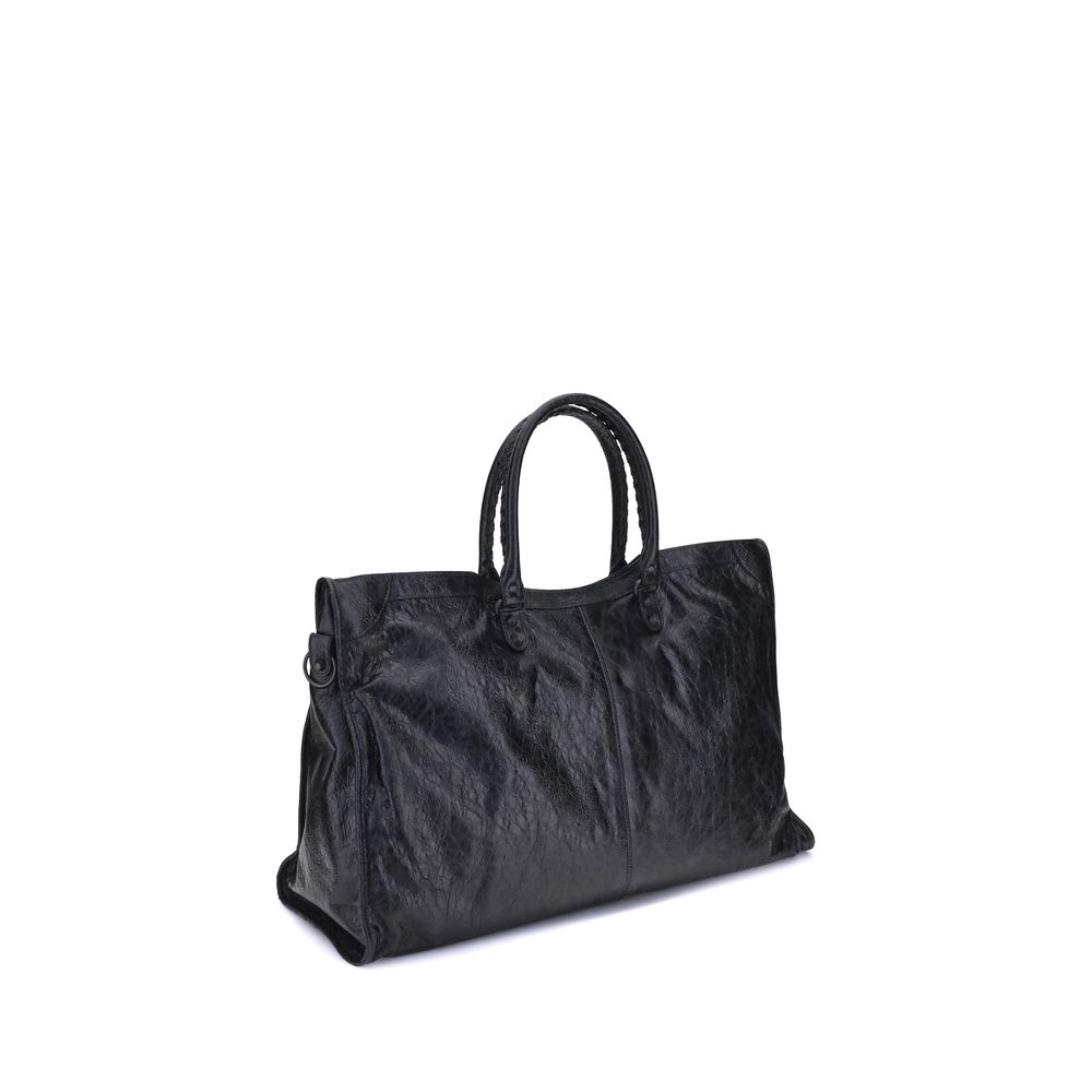 Balenciaga Schultertasche aus schwarzem Kalbsleder Bos Taurus