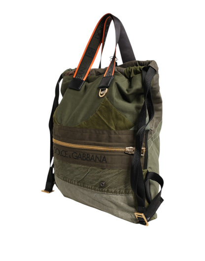Dolce &amp; Gabbana Militärgrüner Patchwork-Rucksack