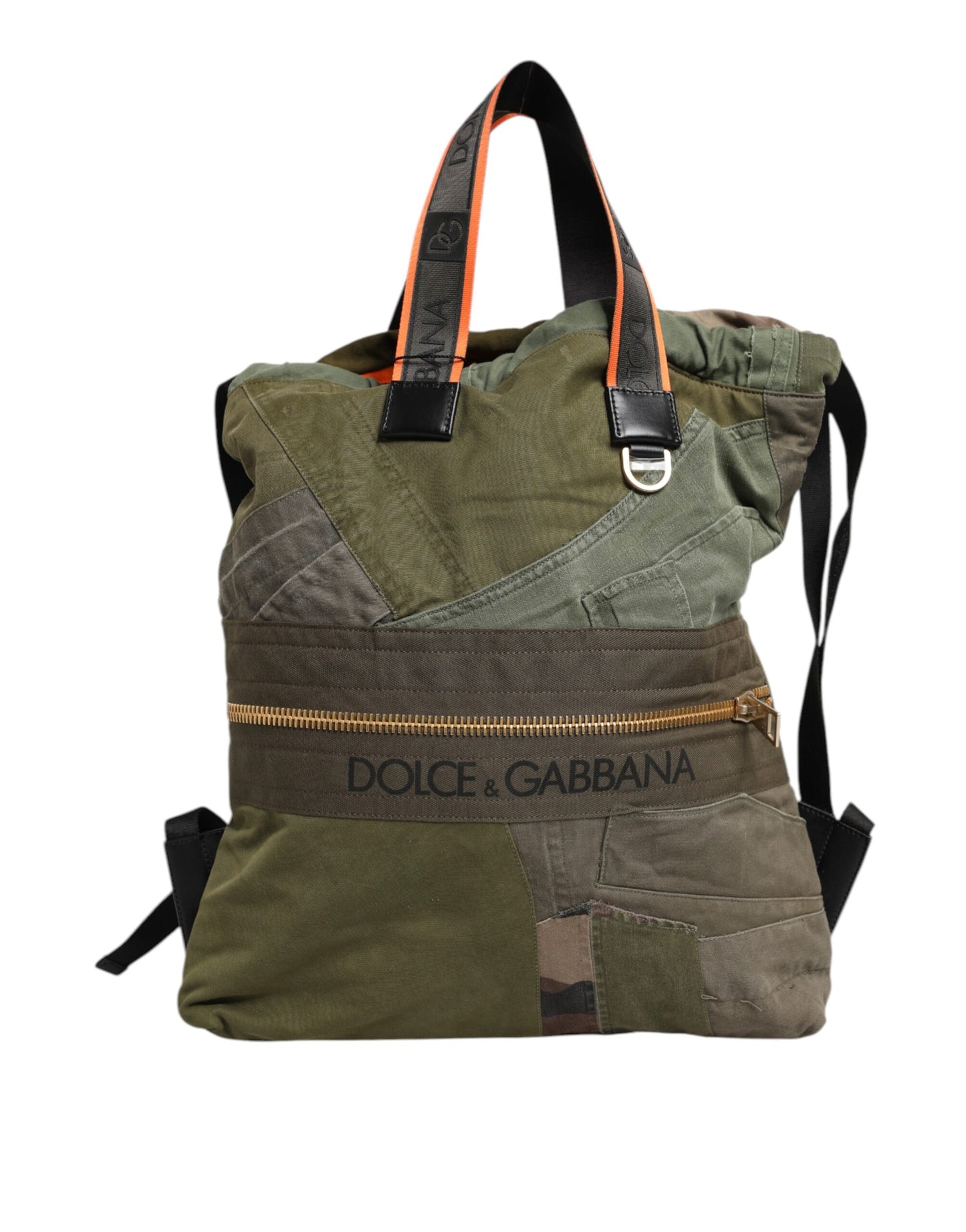Dolce &amp; Gabbana Militärgrüner Patchwork-Rucksack