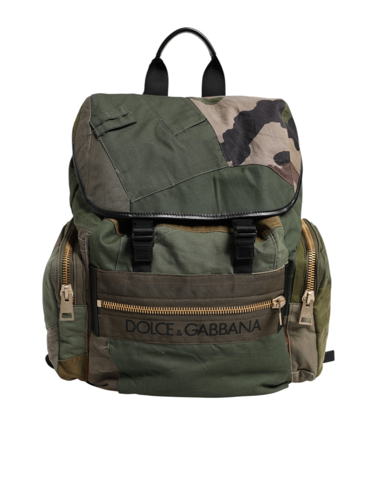 Dolce &amp; Gabbana Militärgrüner Patchwork-Rucksack