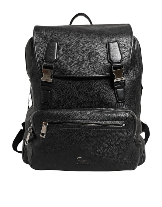 Dolce & Gabbana Black Palermo Backpack Hammered Calfskin Leather Bag