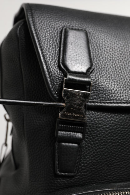 Dolce &amp; Gabbana Schwarzer Palermo Rucksack Tasche aus gehämmertem Kalbsleder