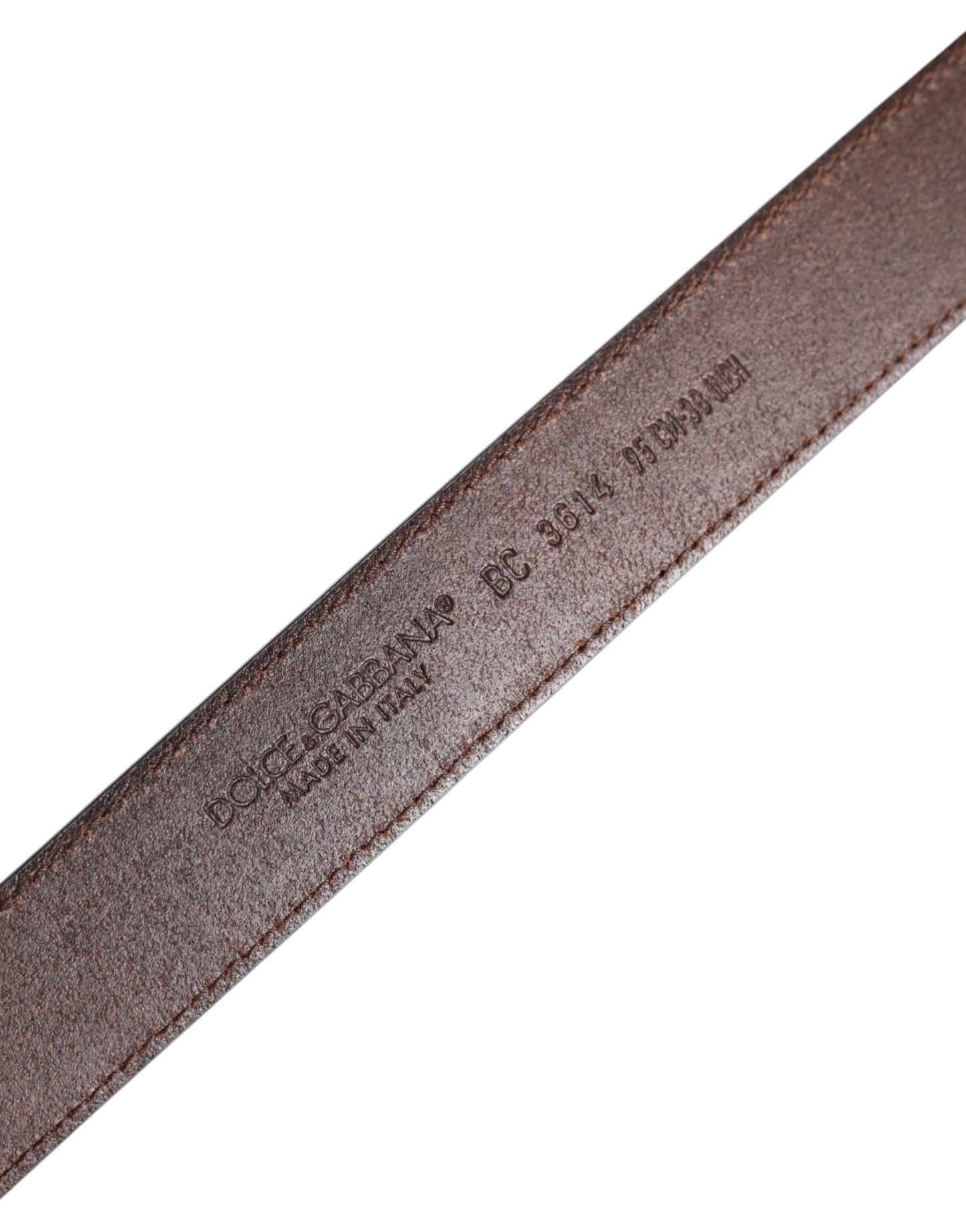 Dolce &amp; Gabbana Brauner klassischer silberner Metall-Logo-Schnallengürtel