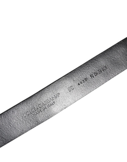 Dolce &amp; Gabbana – Schwarzer Ledergürtel mit Metall-Logoschnalle und Nieten