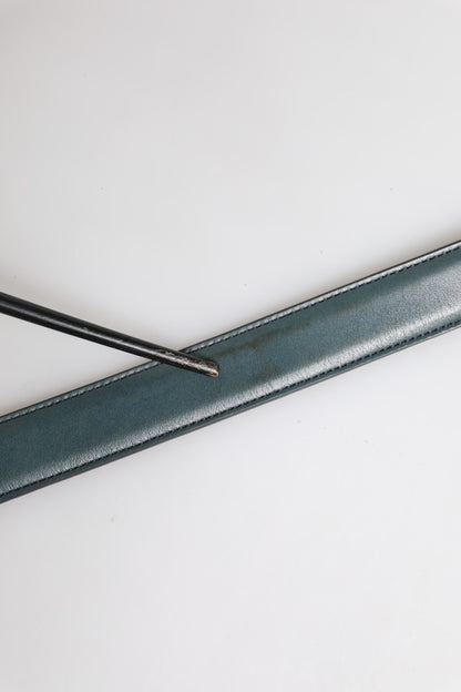 Dolce &amp; Gabbana Grüner klassischer Ledergürtel mit Metalllogoschnalle