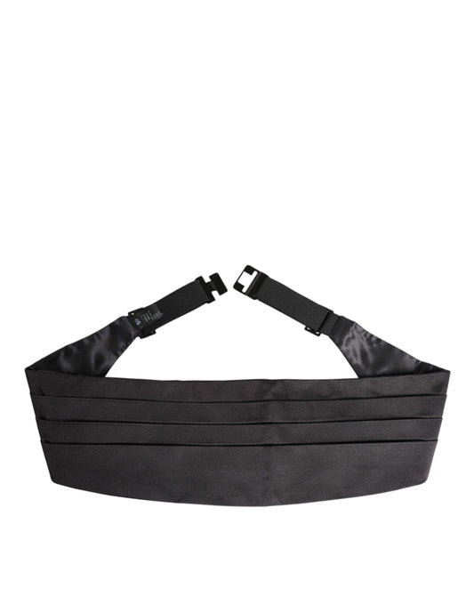 Dolce &amp; Gabbana Schwarzer Herrengürtel aus 100 % Seide, breiter Taillen-Kummerbund