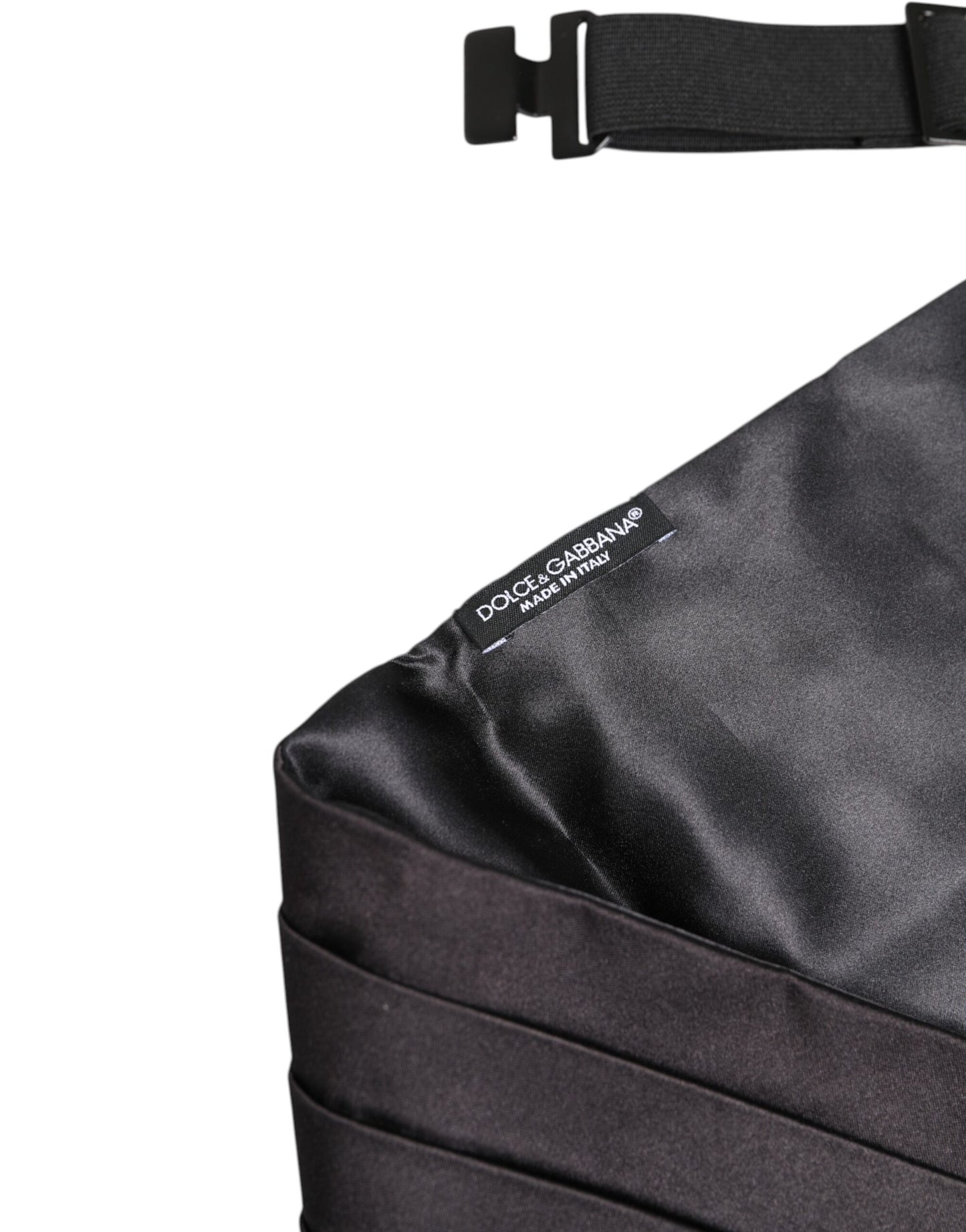 Dolce &amp; Gabbana Schwarzer Herrengürtel aus 100 % Seide, breiter Taillen-Kummerbund