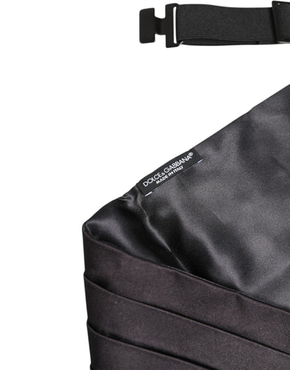 Dolce &amp; Gabbana Schwarzer Herrengürtel aus 100 % Seide, breiter Taillen-Kummerbund
