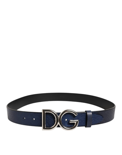 Dolce & Gabbana Blue Classic Silver Metal DG Logo Buckle Belt