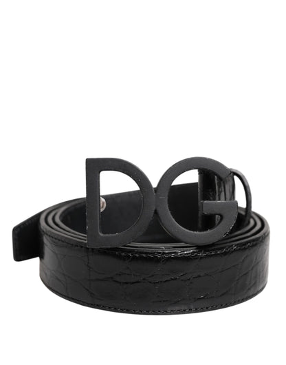 Dolce & Gabbana Black Leather Classic Metal DG Buckle Belt