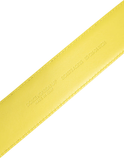 Dolce &amp; Gabbana Gelbgrüner klassischer Gürtel mit Metalllogoschnalle