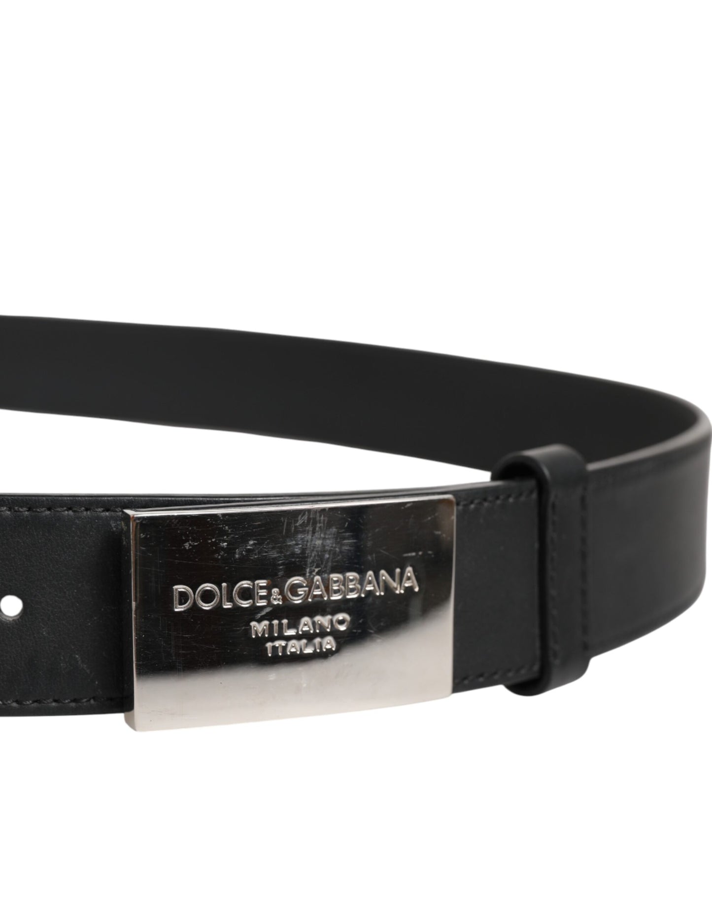 Dolce &amp; Gabbana – Klassischer Gürtel aus schwarzem Leder mit Metall-Logoschnalle