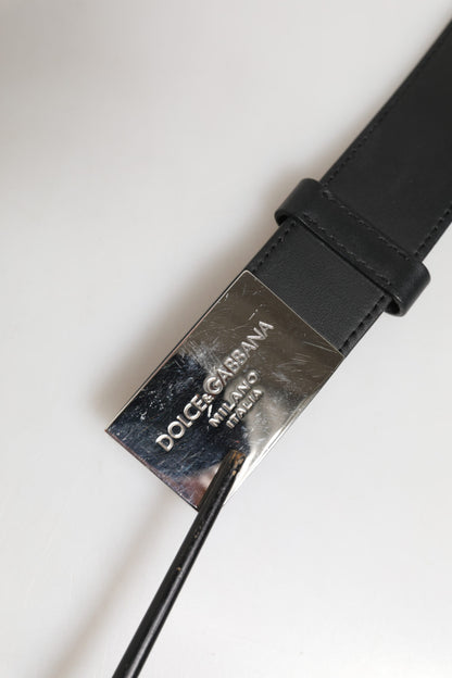 Dolce &amp; Gabbana – Klassischer Gürtel aus schwarzem Leder mit Metall-Logoschnalle