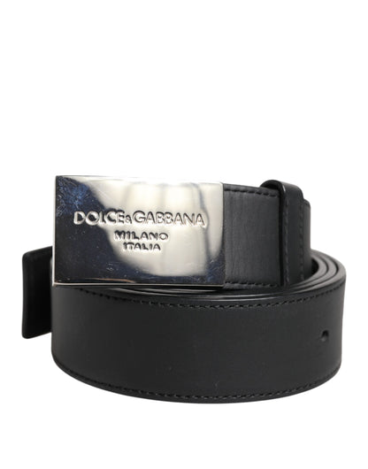 Dolce &amp; Gabbana – Schwarzer Ledergürtel mit Metall-Logoschnalle