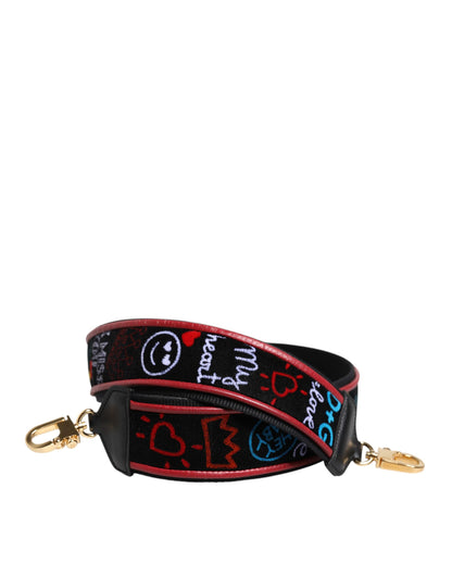 Dolce &amp; Gabbana Schwarzer Schultergurt aus bedruckter Baumwolle für Damentaschen