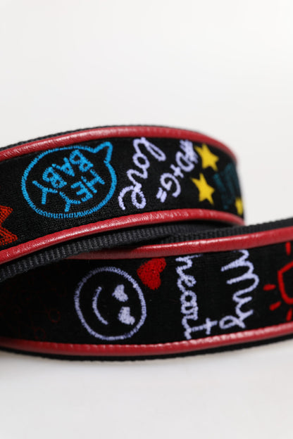 Dolce &amp; Gabbana Schwarzer Schultergurt aus bedruckter Baumwolle für Damentaschen