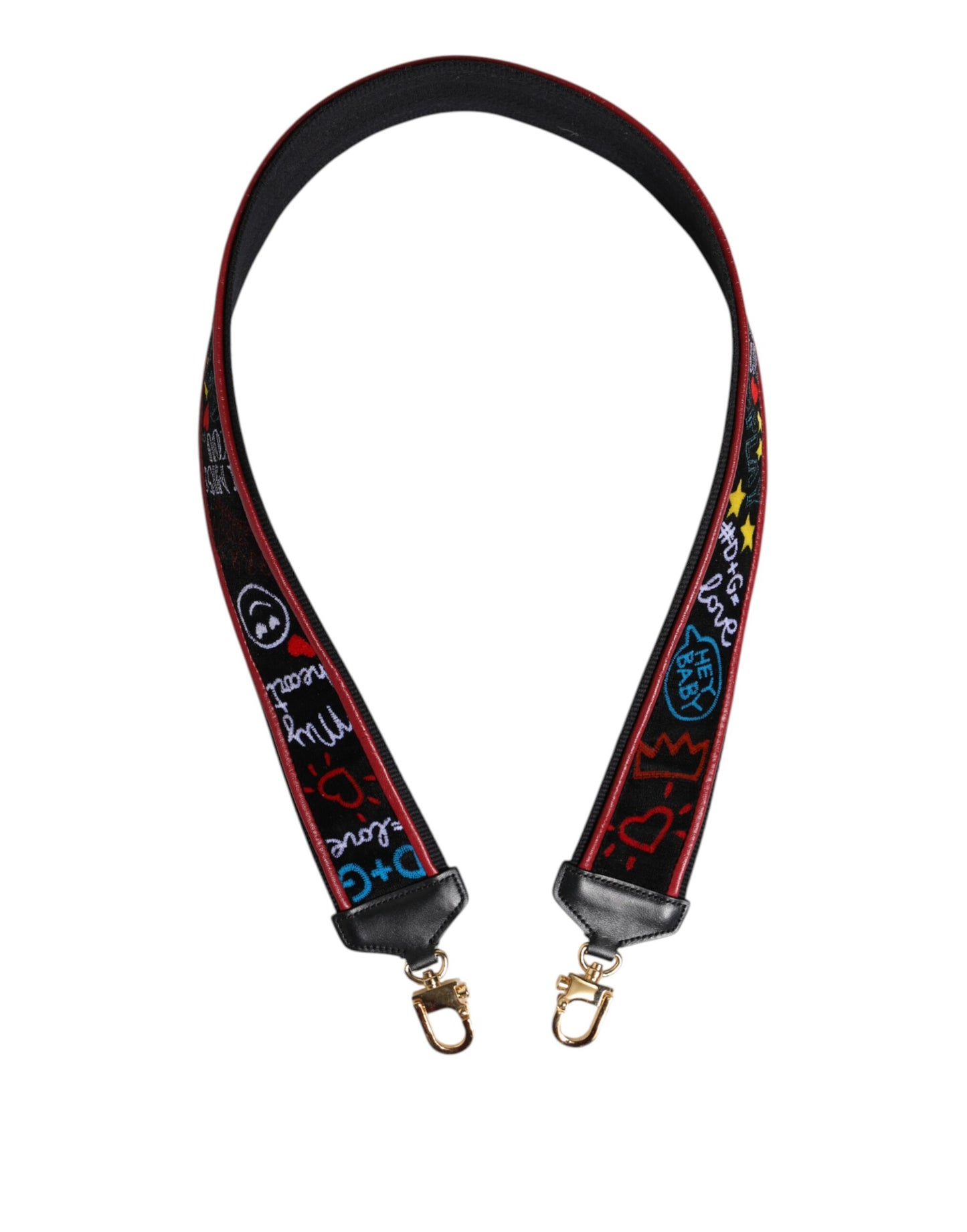 Dolce &amp; Gabbana Schwarzer Schultergurt aus bedruckter Baumwolle für Damentaschen