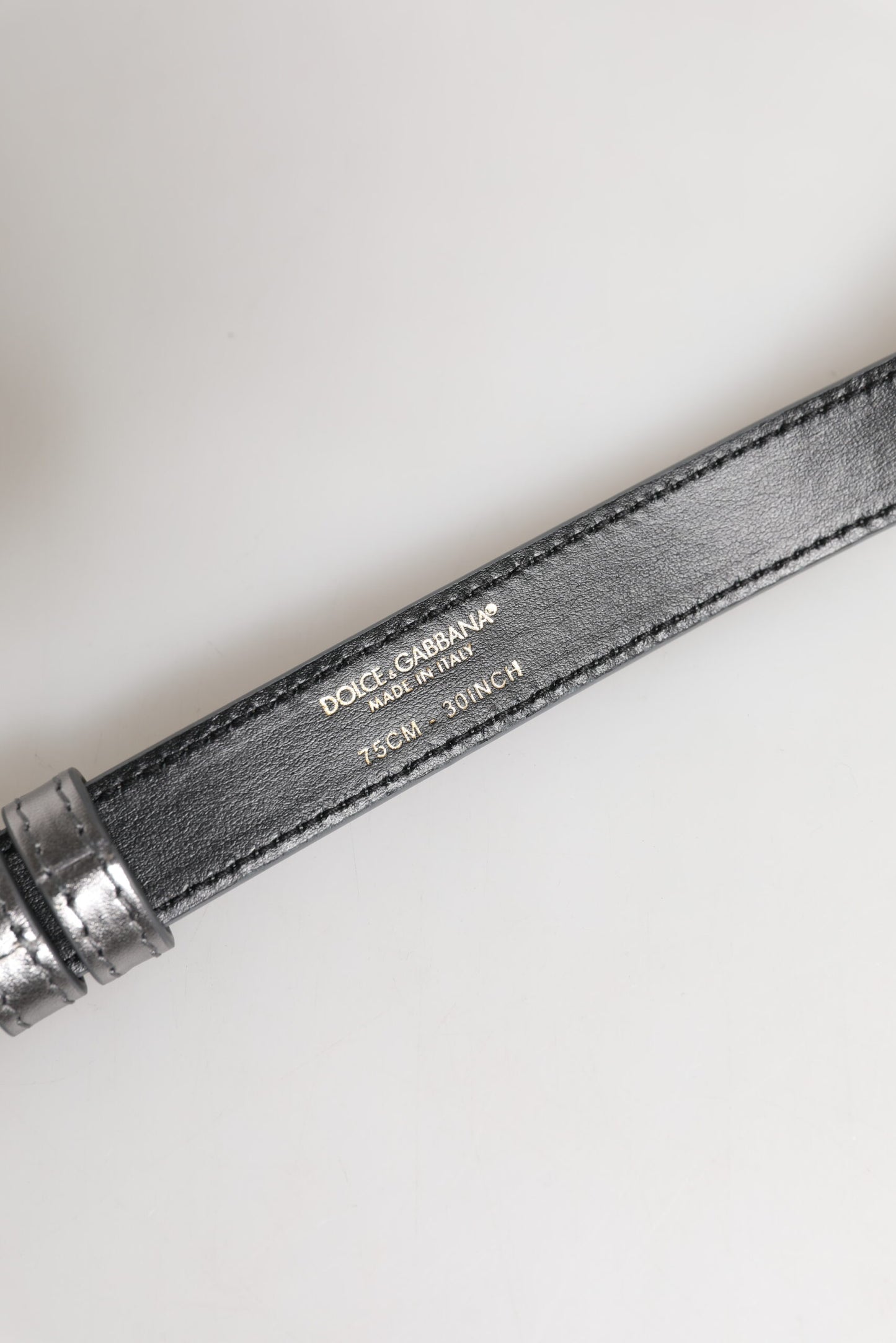 Dolce &amp; Gabbana – Silberner Gürtel mit Metallschnalle und eingraviertem Logo