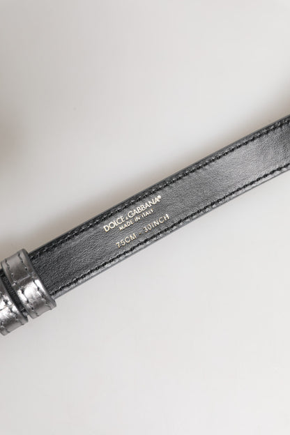 Dolce &amp; Gabbana – Silberner Gürtel mit Metallschnalle und eingraviertem Logo