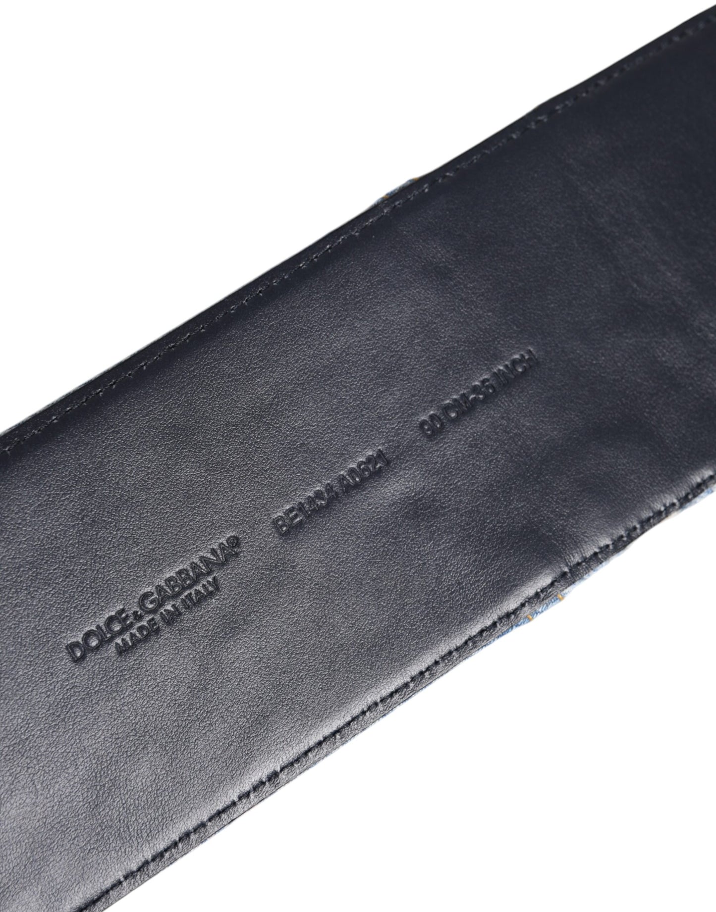 Dolce &amp; Gabbana – Zweifarbiger Gürtel aus blauem Denim mit goldener Metallschnalle