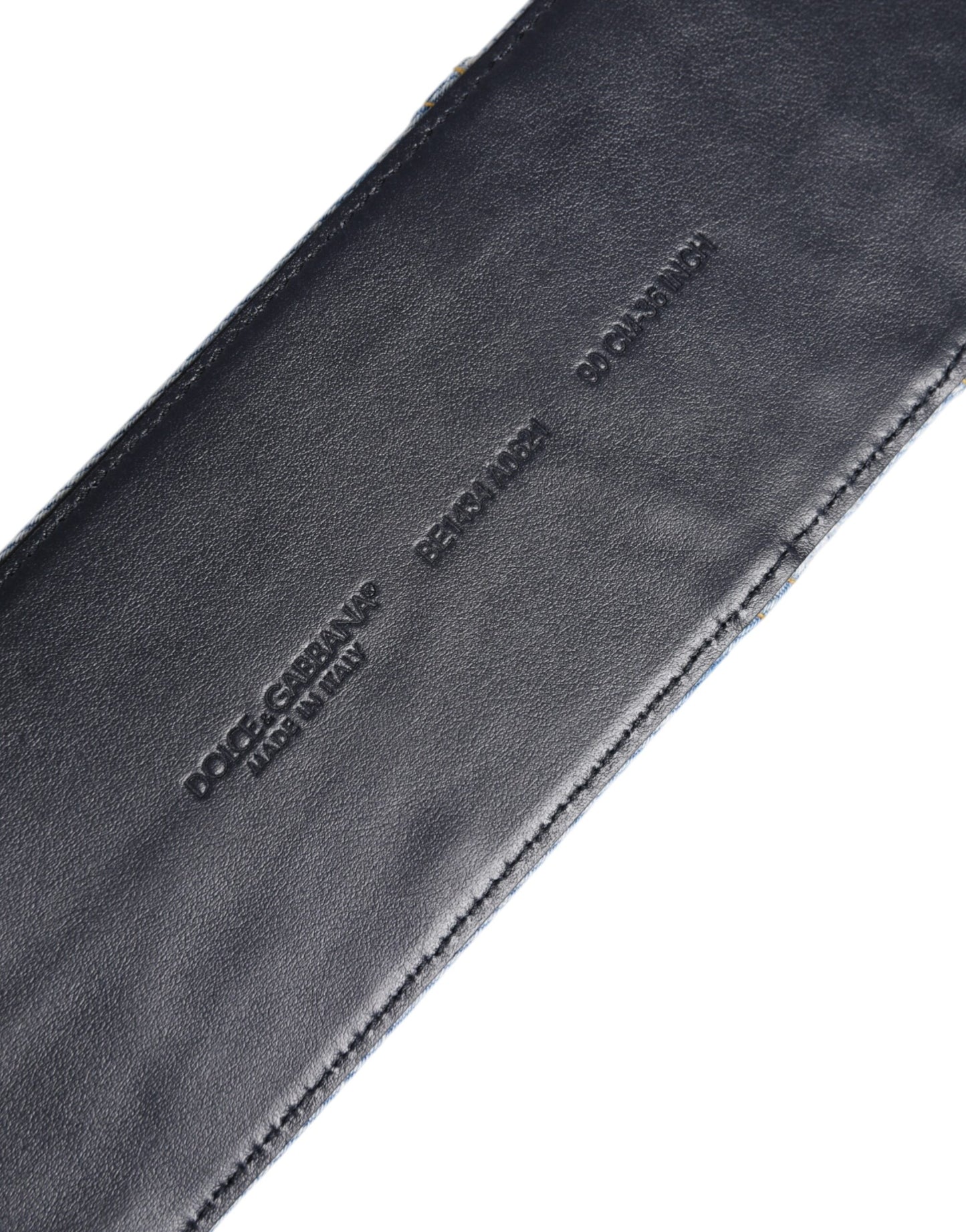 Dolce &amp; Gabbana – Zweifarbiger Gürtel aus blauem Denim mit goldener Metallschnalle