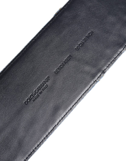 Dolce &amp; Gabbana – Zweifarbiger Gürtel aus blauem Denim mit goldener Metallschnalle